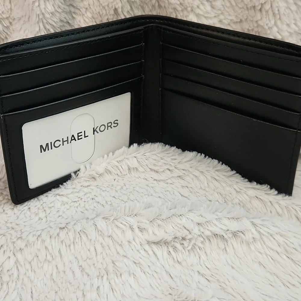 Michael Kors Black Textured Leather Bi-Fold Wallet